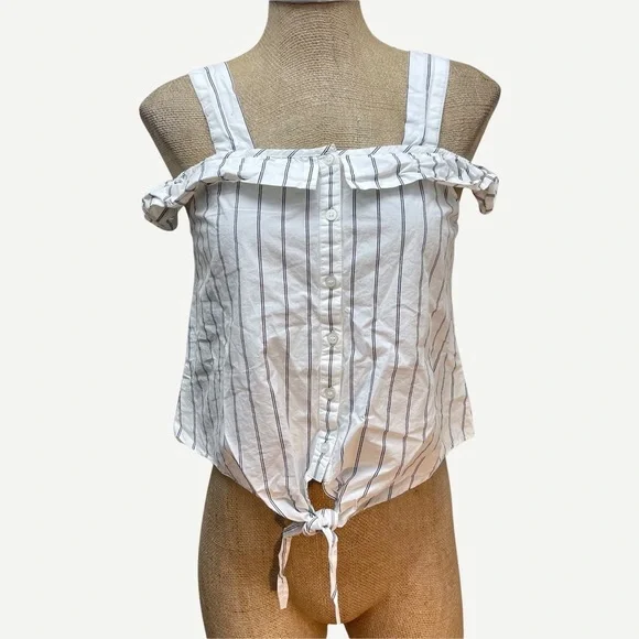 Mango ruffle button front‎ tie tank 4 - Picture 1 of 5